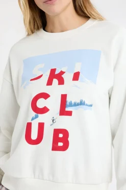 Outlet ETAM Sudadera de algodón con estampado de esquiadores crudo