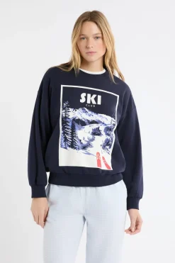 Online ETAM Sudadera de algodón con estampado de paisaje de esquí marino