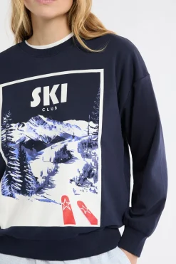 Online ETAM Sudadera de algodón con estampado de paisaje de esquí marino