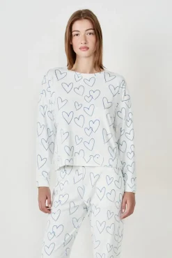 Sale ETAM Sudadera de pijama con corazones BLANCO