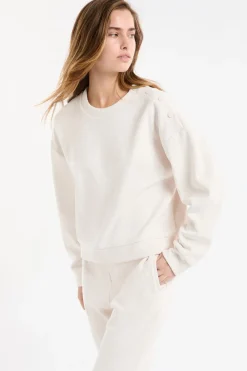 Sale ETAM Sudadera de pijama con cuello redondo crudo