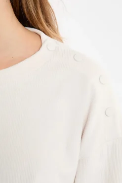 Sale ETAM Sudadera de pijama con cuello redondo crudo