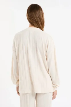 New ETAM Sudadera de pijama con cuello redondo crudo