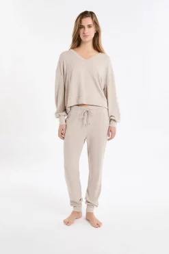 New ETAM Sudadera de pijama con cuello en V MARR&Oacute;N