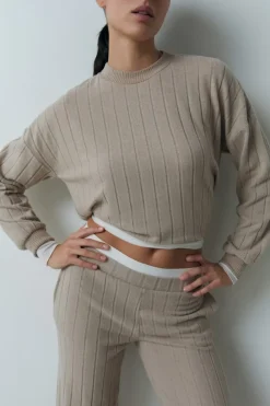 Outlet ETAM Sudadera de pijama con cuello redondo TAUPE