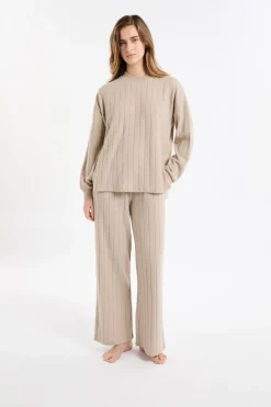 Outlet ETAM Sudadera de pijama con cuello redondo TAUPE