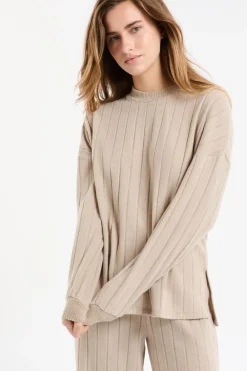 Outlet ETAM Sudadera de pijama con cuello redondo TAUPE