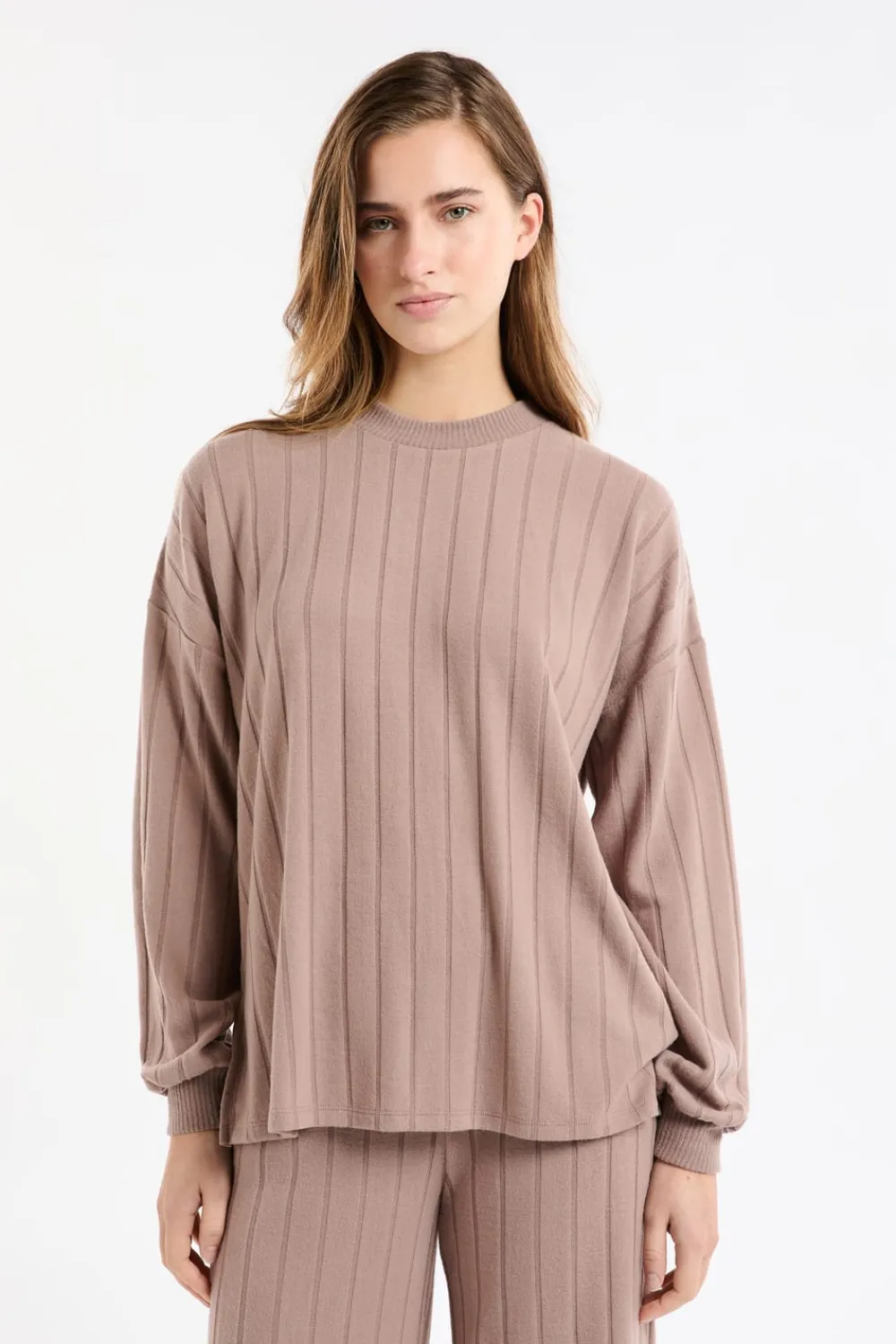 Discount ETAM Sudadera de pijama con cuello redondo MARRÓN