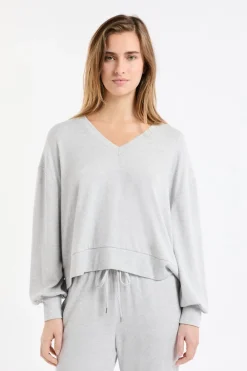 New ETAM Sudadera de pijama con cuello en V GRIS CLARO
