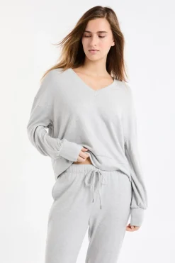 New ETAM Sudadera de pijama con cuello en V GRIS CLARO