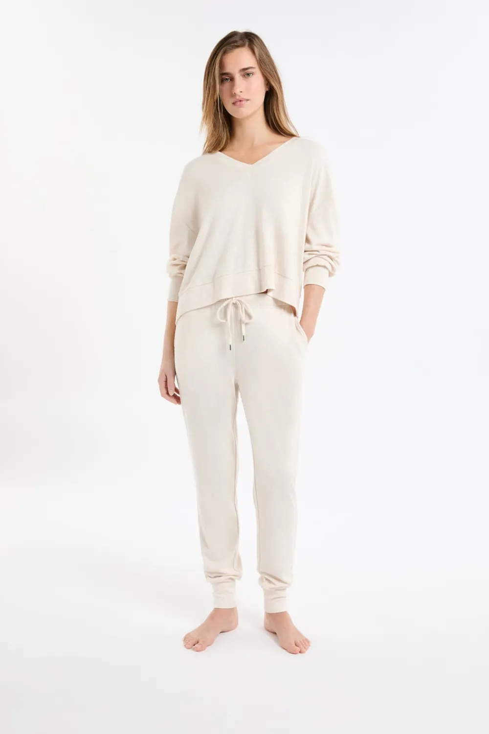 Clearance ETAM Sudadera de pijama con cuello en V BEIGE