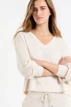 Clearance ETAM Sudadera de pijama con cuello en V BEIGE