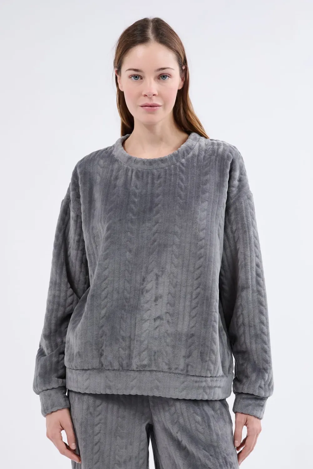 Online ETAM Sudadera de pijama con efecto terciopelo ANTRACITA