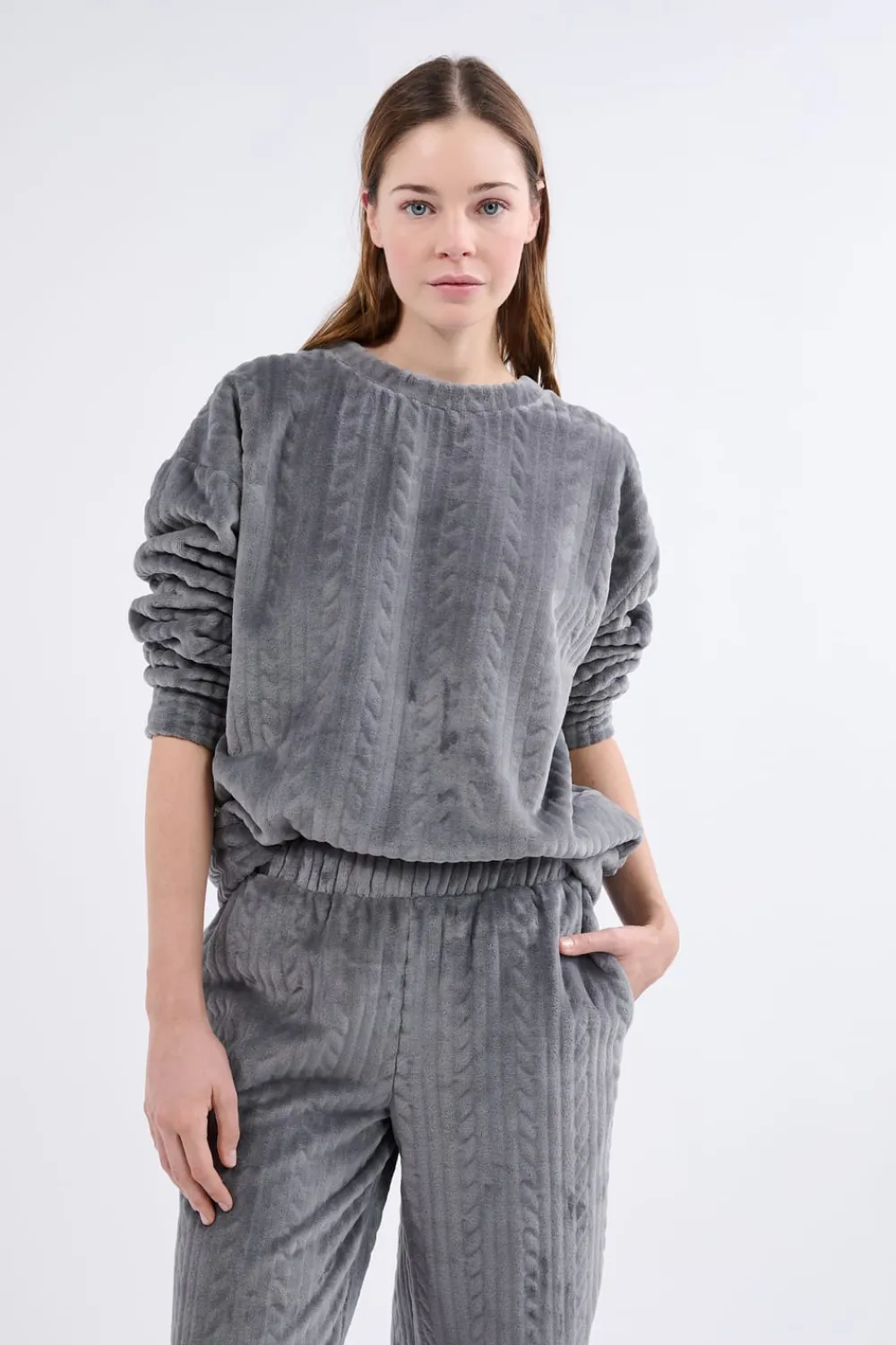 Online ETAM Sudadera de pijama con efecto terciopelo ANTRACITA
