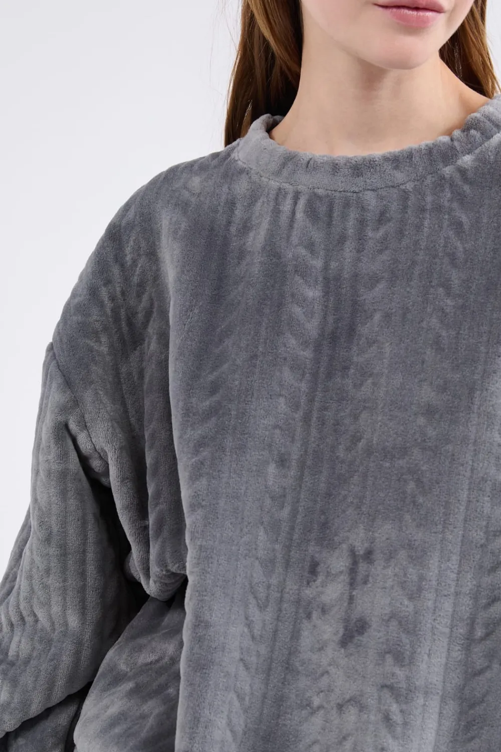 Online ETAM Sudadera de pijama con efecto terciopelo ANTRACITA