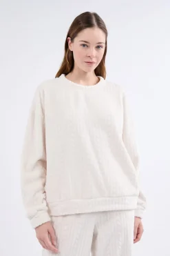 Outlet ETAM Sudadera de pijama con efecto terciopelo CRUDO