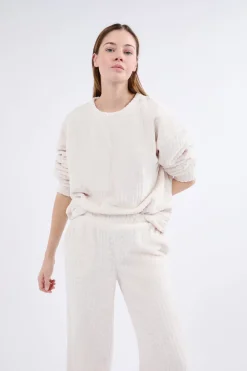 Outlet ETAM Sudadera de pijama con efecto terciopelo CRUDO