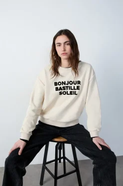 Clearance ETAM Sudadera estampada "Bonjour Bastille Soleil" CRUDO