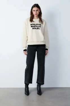 Clearance ETAM Sudadera estampada "Bonjour Bastille Soleil" CRUDO