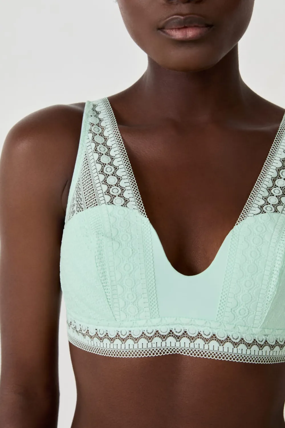 Online ETAM Sujetador foulard de encaje VERDE PÁLIDO