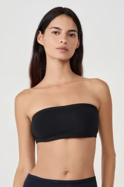 ETAM Sujetador bandeau con aros de algodón orgánico elástico NEGRO