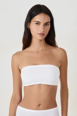 Discount ETAM Sujetador bandeau con aros de algodón orgánico elástico BLANCO