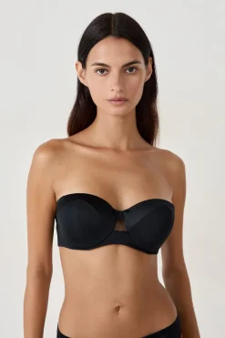 ETAM Sujetador bandeau con finas copas y tirantes desmontables NEGRO