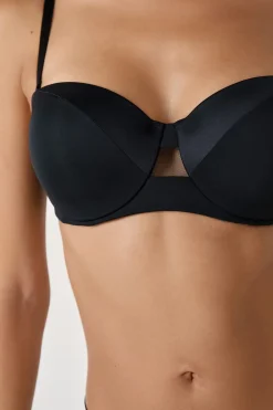 ETAM Sujetador bandeau con finas copas y tirantes desmontables NEGRO