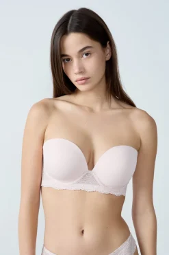 New ETAM Sujetador bandeau con tirantes desmontables - Copa D ROSA EMPOLVADO