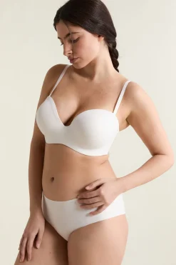 ETAM Sujetador bandeau de microfibra, tirantes desmontables, copa D CRUDO
