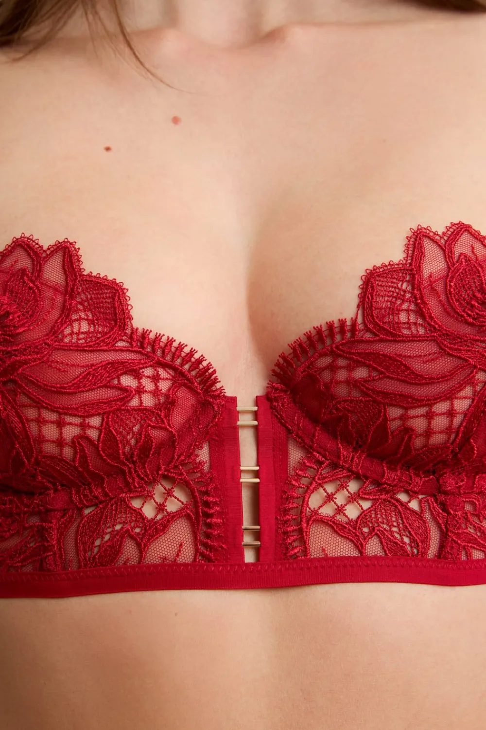 Outlet ETAM Sujetador bustier de bordado ROJO
