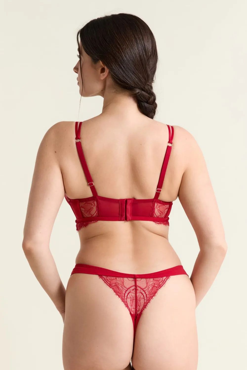 Outlet ETAM Sujetador bustier de encaje con tirantes dobles ROJO