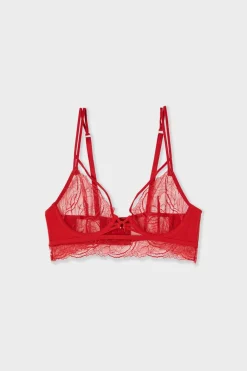 Outlet ETAM Sujetador bustier de encaje con tirantes dobles ROJO