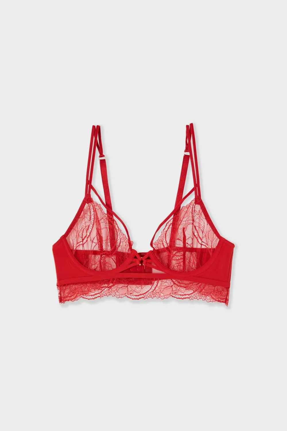 Outlet ETAM Sujetador bustier de encaje con tirantes dobles ROJO