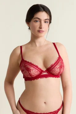 New ETAM Sujetador clásico de encaje con tirantes dobles ROJO