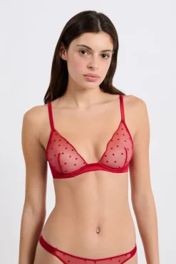 Clearance ETAM Sujetador con aros detalles bordados ROJO