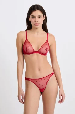 Clearance ETAM Sujetador con aros detalles bordados ROJO