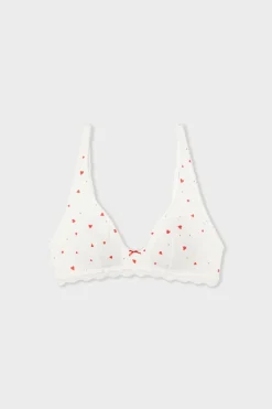 Hot ETAM Sujetador de punto calado con estampado de corazones IMP FD BLANCO