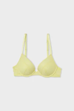 Clearance ETAM Sujetador N.º 2 - El push-up escote pronunciado con bordado AMARILLO P&Aacute;LIDO.