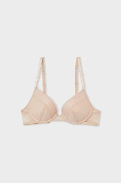 Sale ETAM Sujetador N.º 2 - El push-up escote pronunciado con bordado rosa nude