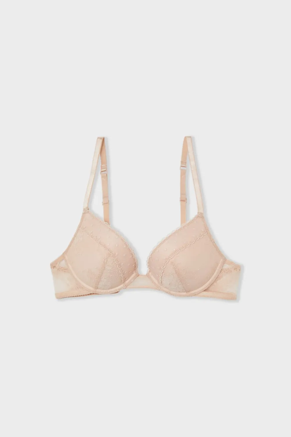 Sale ETAM Sujetador N.º 2 - El push-up escote pronunciado con bordado rosa nude