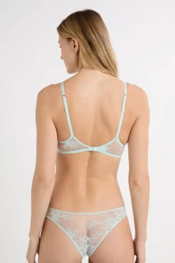 Clearance ETAM Sujetador N.º 2 - El push-up escote pronunciado con bordado AZUL VERDOSO