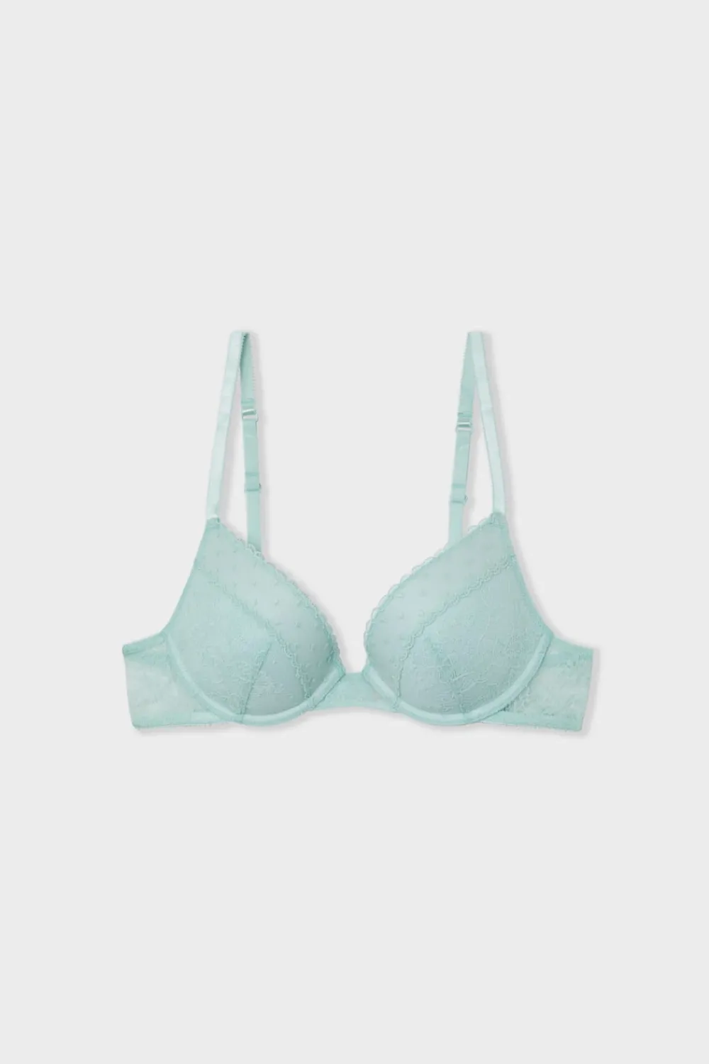 Clearance ETAM Sujetador N.º 2 - El push-up escote pronunciado con bordado AZUL VERDOSO