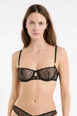 Best ETAM Sujetador N.9 - Balconnet con bordado floral ANTRACITA