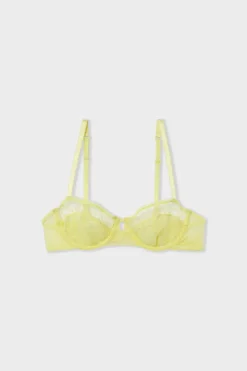 Sale ETAM Sujetador N.9 - Balconnet con bordado AMARILLO P&Aacute;LIDO.
