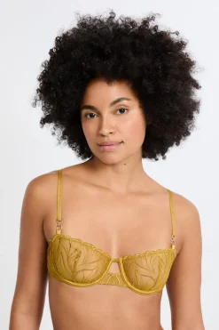 Sale ETAM Sujetador N.9 - Balconnet con bordado floral AMARILLO &Aacute;CIDO