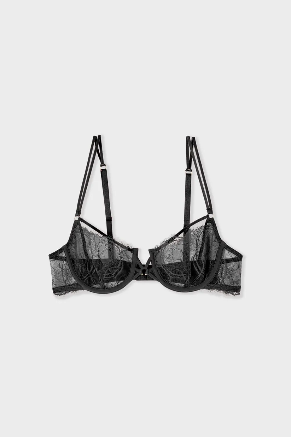 Outlet ETAM Sujetador N.9 - Balconnet de encaje con tirantes dobles NEGRO