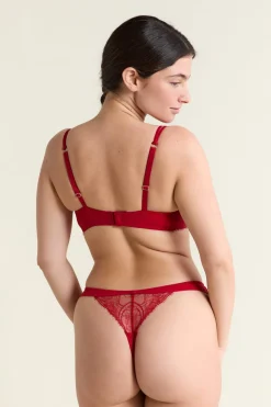 Clearance ETAM Sujetador N.9 - Balconnet de encaje con tirantes dobles ROJO