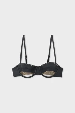 Sale ETAM Sujetador N.9 - Balconnet de cuero NEGRO