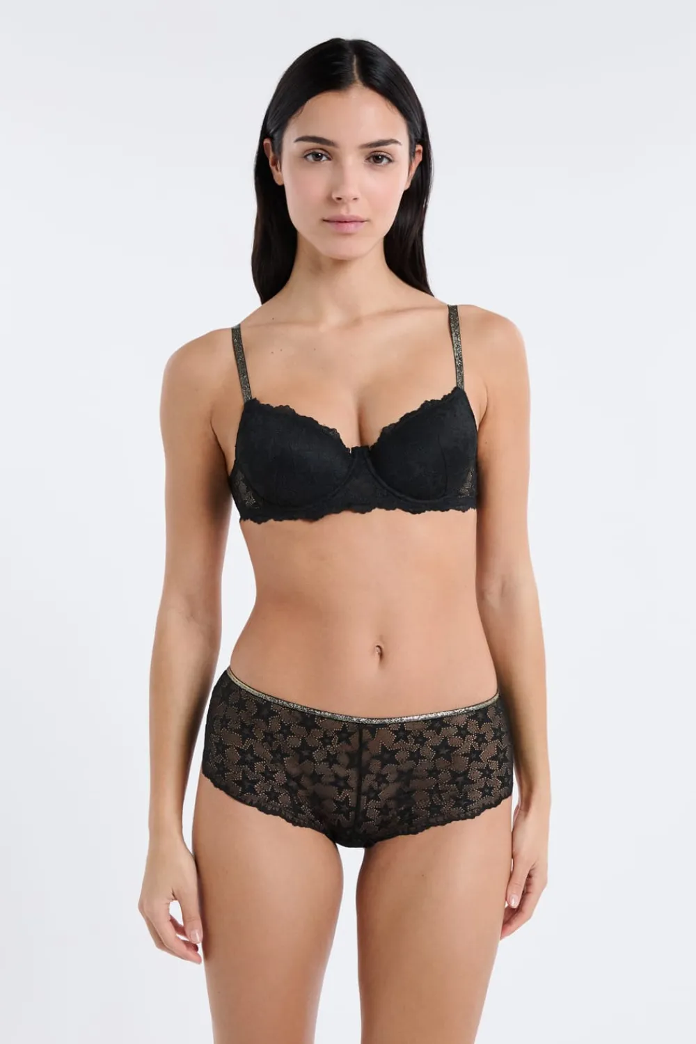 Clearance ETAM Sujetador N.4 - Copas finas brillantes NEGRO